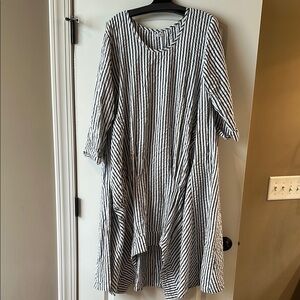 Striped Black and White Women's Dress with pockets